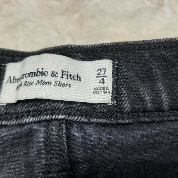 Abercombie & Fitch Black Woman's High Rise Button Fly Distress Denim Shorts 27/4 - Picture 7 of 10